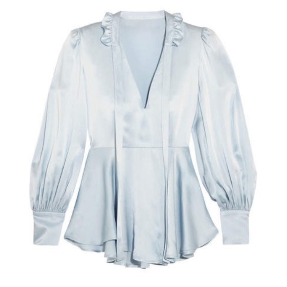 AlexaChung Blue Satin Peplum Blouse - Picture 1 of 6